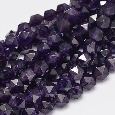 Faceted Natural Amethyst Beads Strands