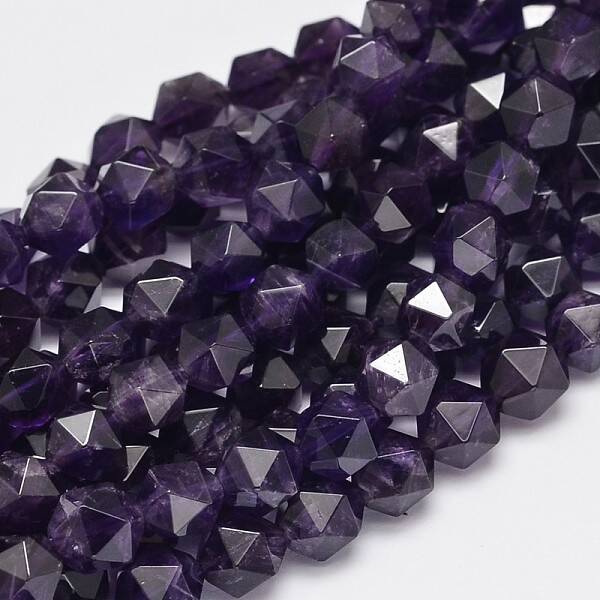 Faceted Natural Amethyst Beads Strands
