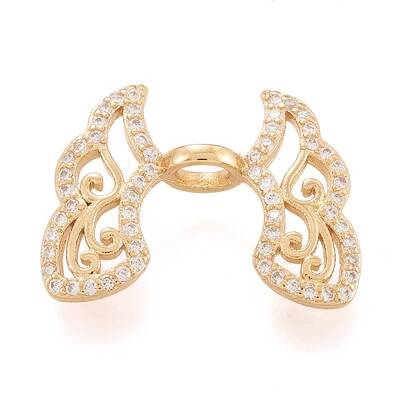 Brass Micro Pave Clear Cubic Zirconia Bead Caps