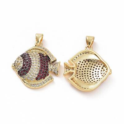Brass Micro Pave Clear Cubic Zirconia Pendants