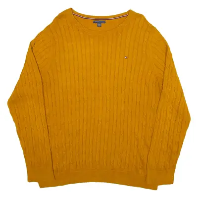 TOMMY HILFIGER Mens Jumper Orange Cable Knit 2XL