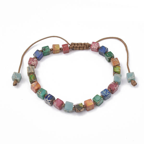 Natural Regalite/Imperial Jasper/Sea Sediment Jasper Braided Bead Bracelets