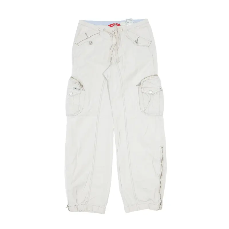 UNION BAY Cargo Trousers Cream Relaxed Tapered Girls W24 L26