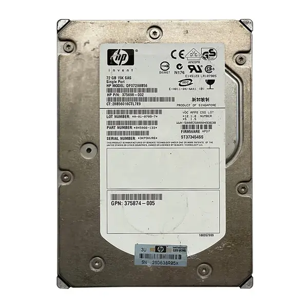 375874-005N HP 73GB 15000RPM SAS 3Gb/s 3.5-Inch 8MB Cache Hot Swap Hard Drive