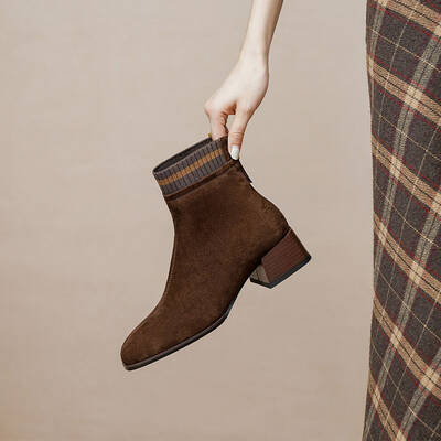 CHIKO Ricarda Square Toe Block Heels Ankle Boots