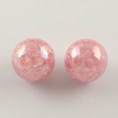 AB Color Transparent Crackle Round Acrylic Beads