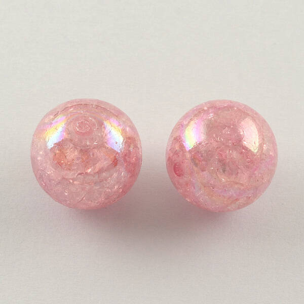 AB Color Transparent Crackle Round Acrylic Beads