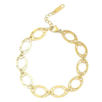 Ion Plating(IP) 304 Stainless Steel Horse Eye Link Bracelet for Women