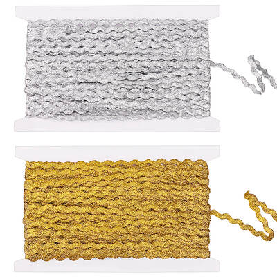 2 Crads 2 Colors Sparkle Wave Pattern Metallic Polyester Ribbon