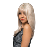 17-Inch Solid Silky Cream Blonde Blend Straight Synthetic Wig | 【Heat Resistant】【Cap Included】 |