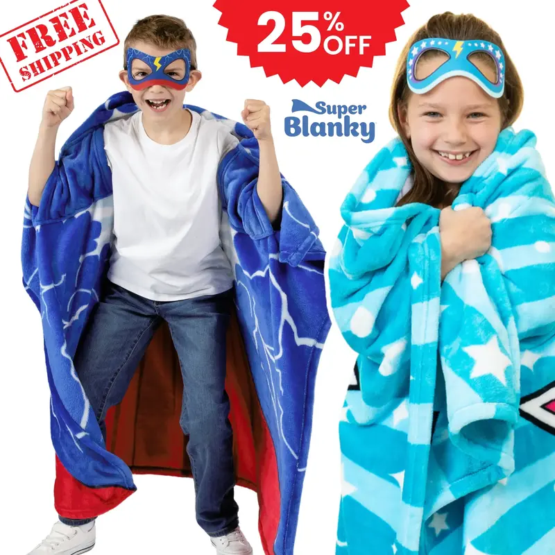 Super Blanky Wearable Blanket for Kids – Cozy Soft Blankets for Girls & Boys with Superhero, Fairy & Dinosaur Designs, Mach...