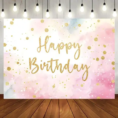 Aperturee Celebratory Watercolor Sky Golden Birthday Backdrop