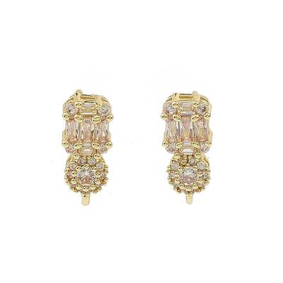 Brass Micro Pave Clear Cubic Zirconia Stud Earring Findings