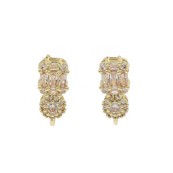 Brass Micro Pave Clear Cubic Zirconia Stud Earring Findings