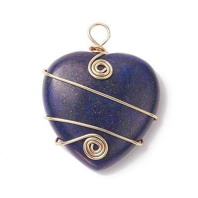 Natural Lapis Lazuli Copper Wire Wrapped Pendants