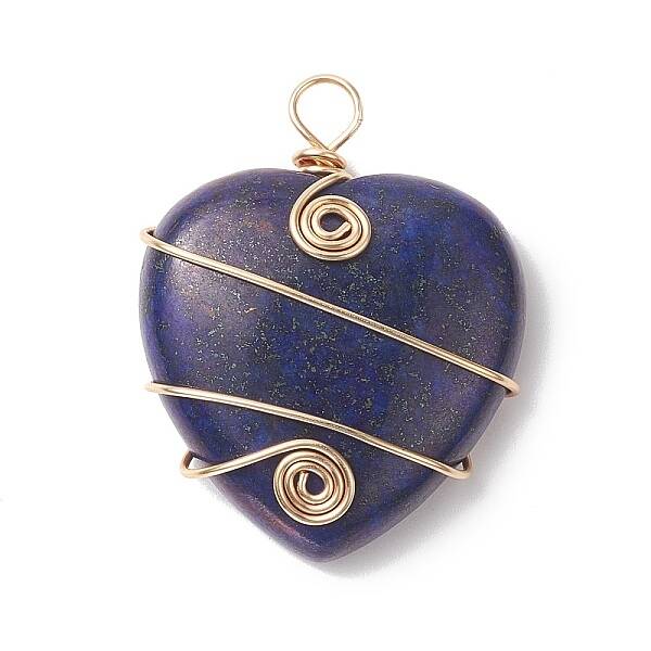 Natural Lapis Lazuli Copper Wire Wrapped Pendants