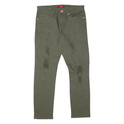 GUESS Khaki Distressed Jeans Green Denim Slim Skinny Womens W29 L27