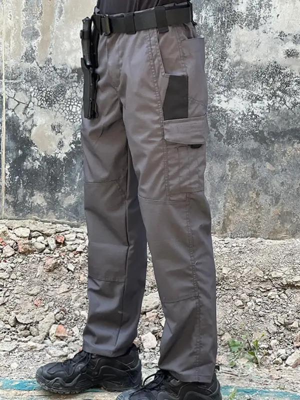 Men's Solid & Camo Print Pockets Zipper Waterproof Tactical Cargo Pants without Belt, Regular Fit Sporty Pockets Durability T...