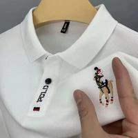Summer Polo Shirt Men's Short Sleeve New Casual Versatile Loose Fit Embroidered T-Shirt Fathersdaygift Fabric