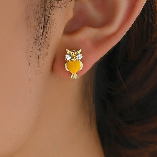 Owl Brass Stud Earrings