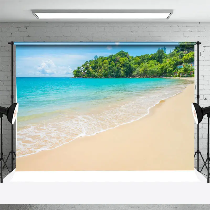 Island Beautiful Sea View Trees Backdrop For Summer - Aperturee