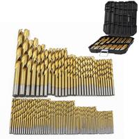 Titanium Twist Drill Bit Set, 135° Tip High Speed Steel Bit Kit, 1.5-10mm Woodworking Drill Bit Set with Storage Box, Impact...