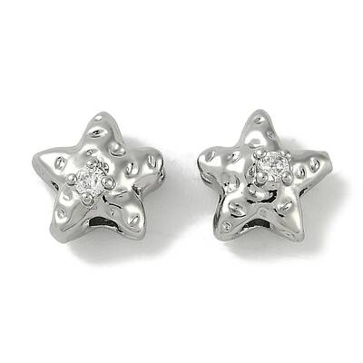 Brass Micro Pave Cubic Zirconia Beads