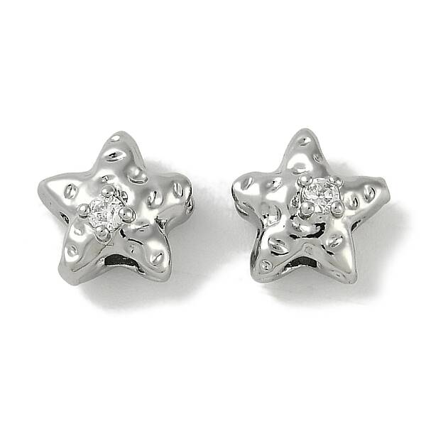 Brass Micro Pave Cubic Zirconia Beads