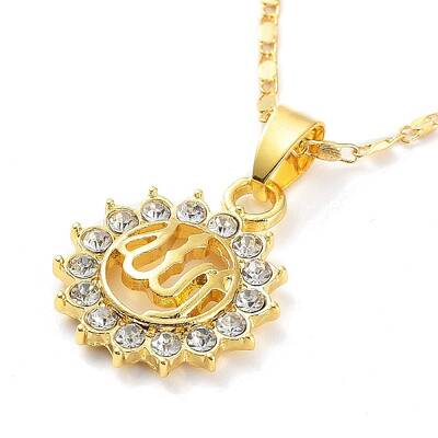 Golden Alloy Rhinestone Pendant Necklaces