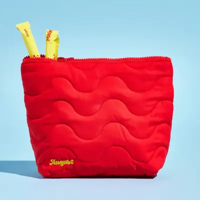 August Waterproof Red Wave Pouch - Perfect for Travel, Period Products, and More