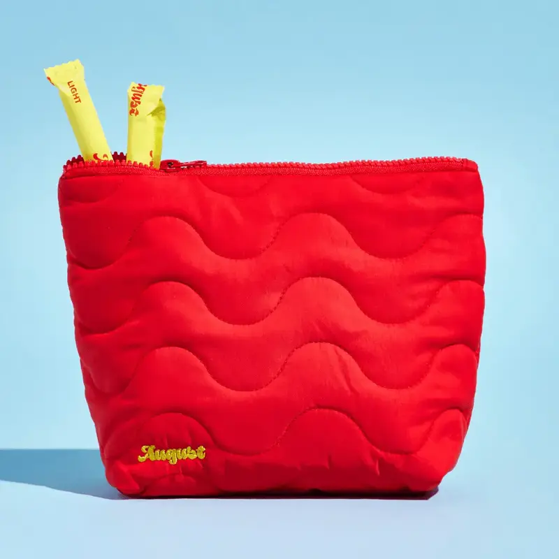 August Waterproof Red Wave Pouch - Perfect for Travel, Period Products, and More