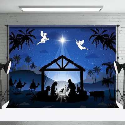 Holy Angel Nativity Star Night Christmas Backdrop - Aperturee