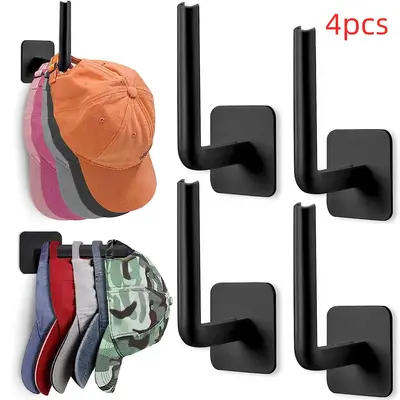 Wall Mounted Hat Hooks, 4 Counts L-shaped Hat Storage Hooks, Summer Essentials Hat Hanger for Home Closet