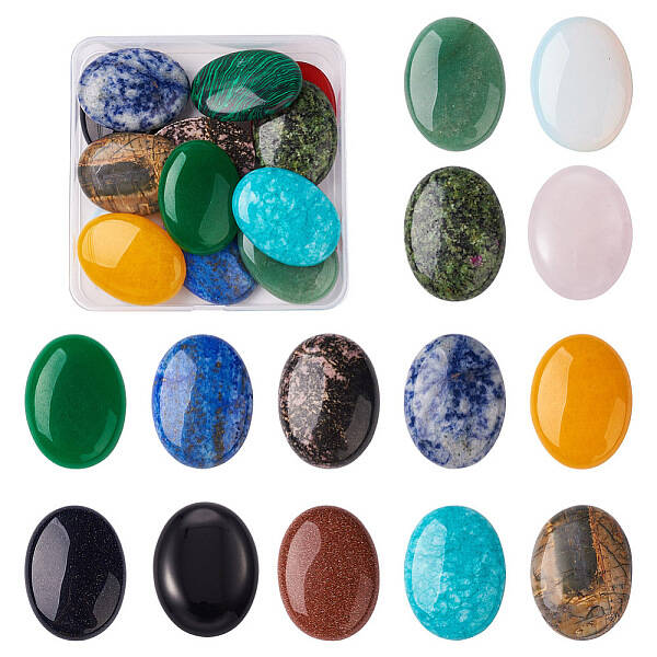14Pcs 14 Style Mixed Gemstone Cabochons