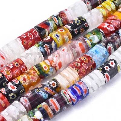 Column Handmade Millefiori Glass Beads