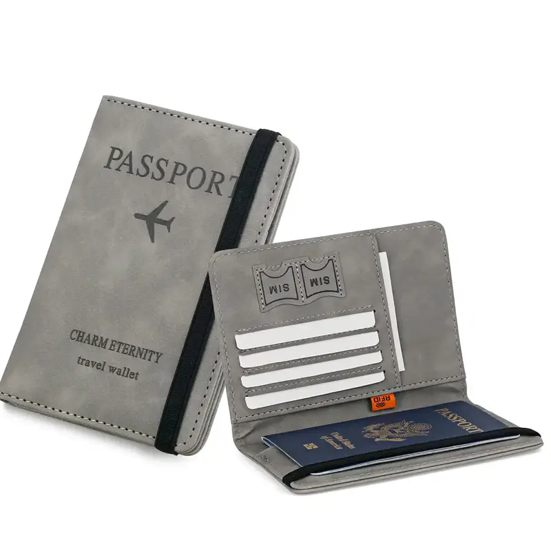 1 piece PU leather passport card holder, RFID blocking passport wallet for men and women, multifunctional travel document hol...