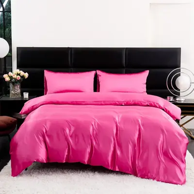 Solid Color Duvet Cover Set, 3 Counts Including 1 Count Modern Duvet Cover & 2 Counts Pillowcase without Filler, Soft Comfort...