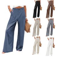 Naeduo Women's Cotton Linen Pants | Summer 2025 Trendy High Waisted Wide Leg Trousers | Casual Button Front Comfy Breathable ...