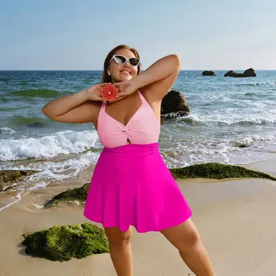 ă16-24WăăS-XLăHanna Nikole Women Plus & Regular Size Swimdress One Piece Swimsuits Tummy Control Twist Front Ruched B...