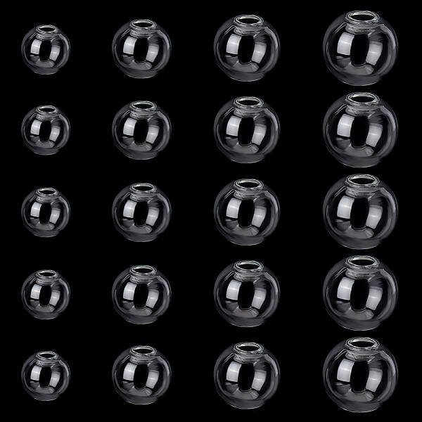 about 200pcs 4 Sizes Mini Clear Glass Globe Bottle Wish Glass Ball Bottles for DIY Pendant Charms Stud Earring Making (Withou...