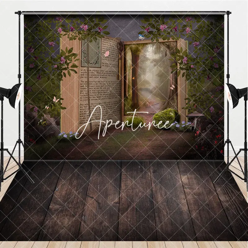 Aperturee Wooden Floor Fairy Story Book Combo Set Backdrop, 7 x 5 ft / 7 x 5 ft, 97.4 USD, combo set backdrops, LH0E029-D, CY...