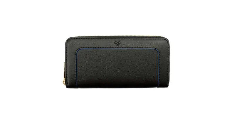 Wilton Zipped Purse Wallet in Black & Cobalt Blue