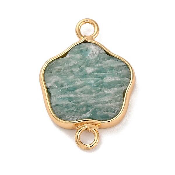 Natural Amazonite Flower Connector Charms