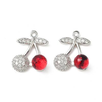 Brass & Glass Micro Pave Cubic Zirconia Pendants