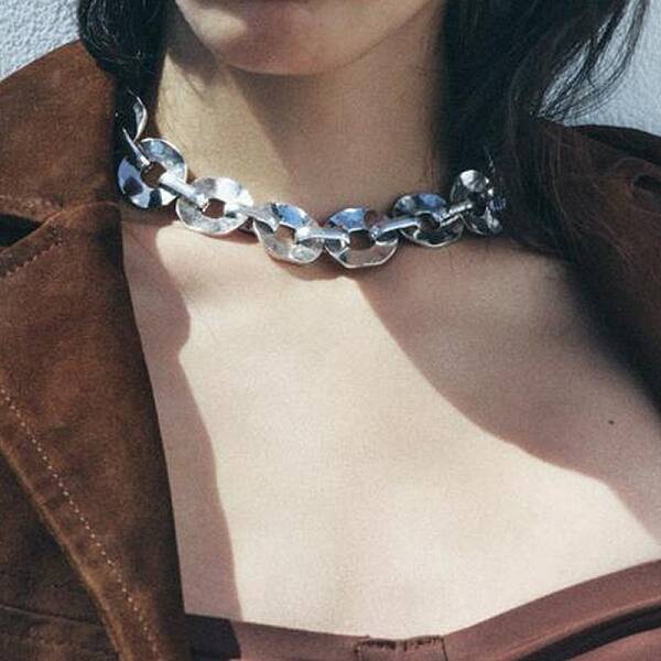 Iron & Alloy Flat Round Link Chain Necklaces for Women