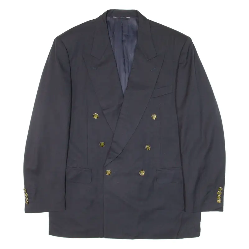 CANALI Double Breasted Mens Blazer Jacket Blue Knit Wool L