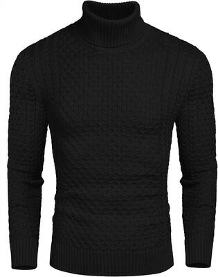 Slim Fit Turtleneck Twisted Sweater (US Only), Black / S