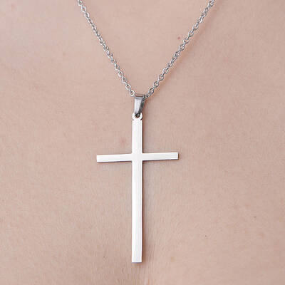 Non-Tarnish 201 Stainless Steel Cross Pendant Necklace