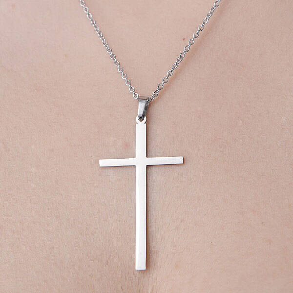 Non-Tarnish 201 Stainless Steel Cross Pendant Necklace