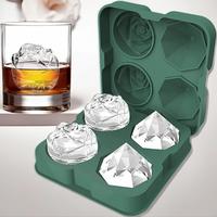 Ice Cube Tray with Funnel, 1 Count Creative Rose & Diamond Shape Ice Cube Mold, Silicone Ice Ball Maker, Easy To De-mold, for...